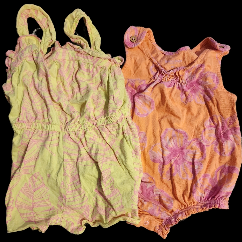 Two 18 m Burts bees rompers